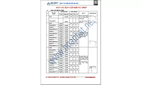 Báo giá bàn gấp khung thép