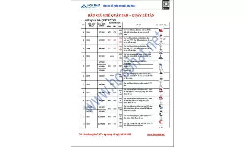 Báo giá Ghế quầy Bar - Quầy lễ tân