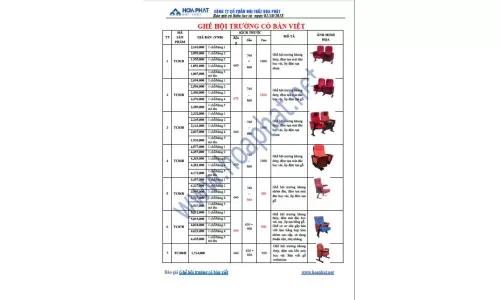 Báo giá Ghế hội trường có bàn viết