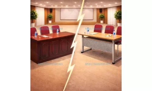 So sánh bàn hội trường gỗ và khung thép