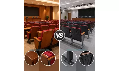 So sánh bàn ghế hội trường gỗ và kim loại