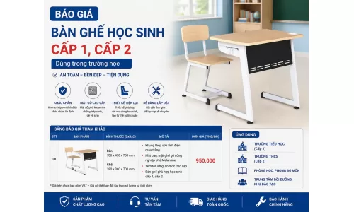 Báo giá Bàn ghế học sinh cấp 1, cấp 2 dùng trong trường học