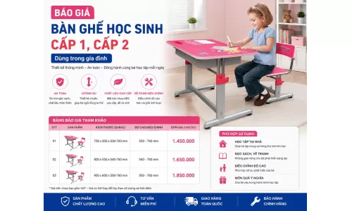 Báo giá Bàn ghế học sinh cấp 1, cấp 2 dùng trong gia đình