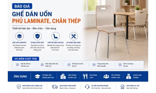 Báo giá Ghế dán uốn phủ Laminate, chân thép