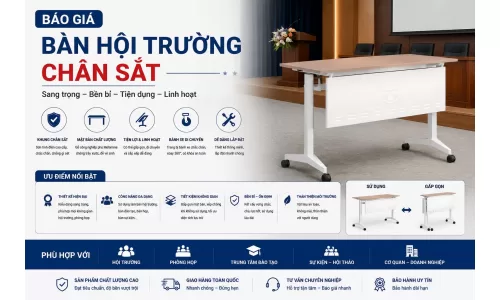 Báo giá bàn hội trường chân sắt