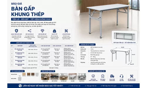 Báo giá bàn gấp khung thép