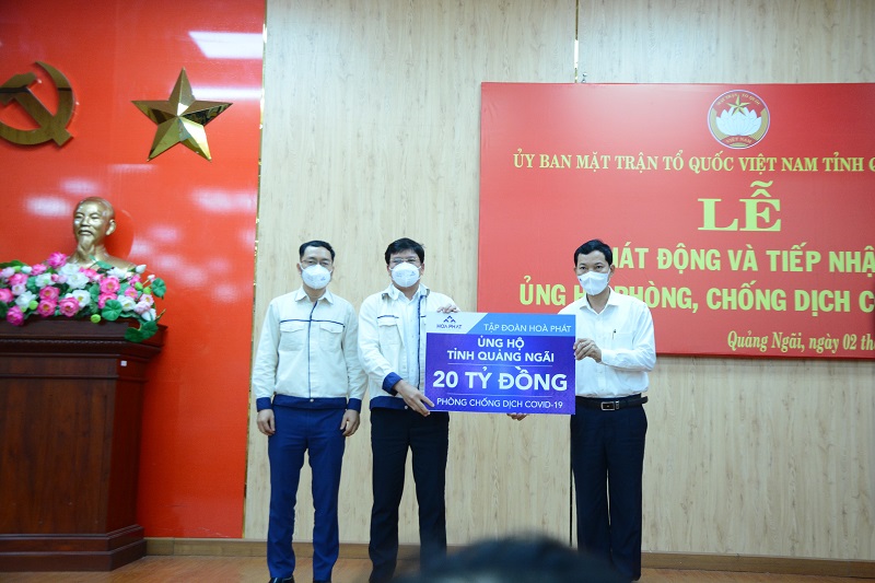 Hòa Phát ủng hộ tỉnh Quảng Ngãi 20 tỷ đồng phòng chống dịch Covid-19
