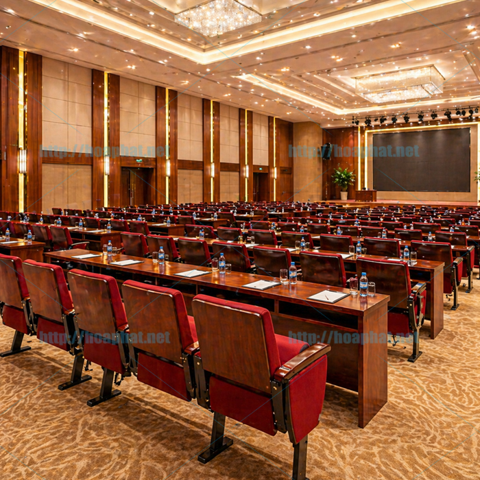 Bàn hội trường kết hợp ghế đệm lật