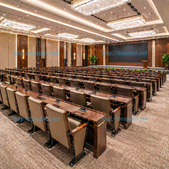 Bàn hội trường kết hợp ghế đệm lật