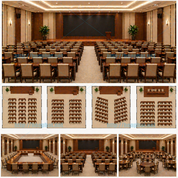 Cách bố trí bàn ghế hội trường